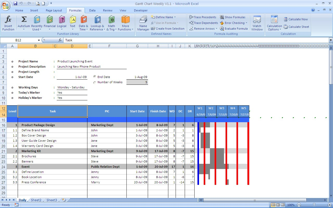 Excel Gantt Chart Template With Dependencies | Wilkinsonplace And Excel Gantt Chart Template Dependencies
