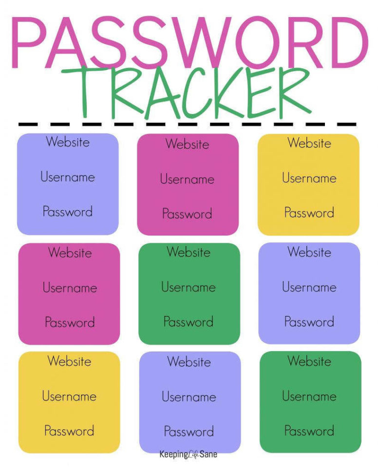 Excel Password Keeper   Zoro.9Terrains.co And Free Printable Password Keeper