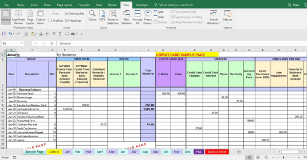 Bookkeeping Template For Sole Trader — Db 1793