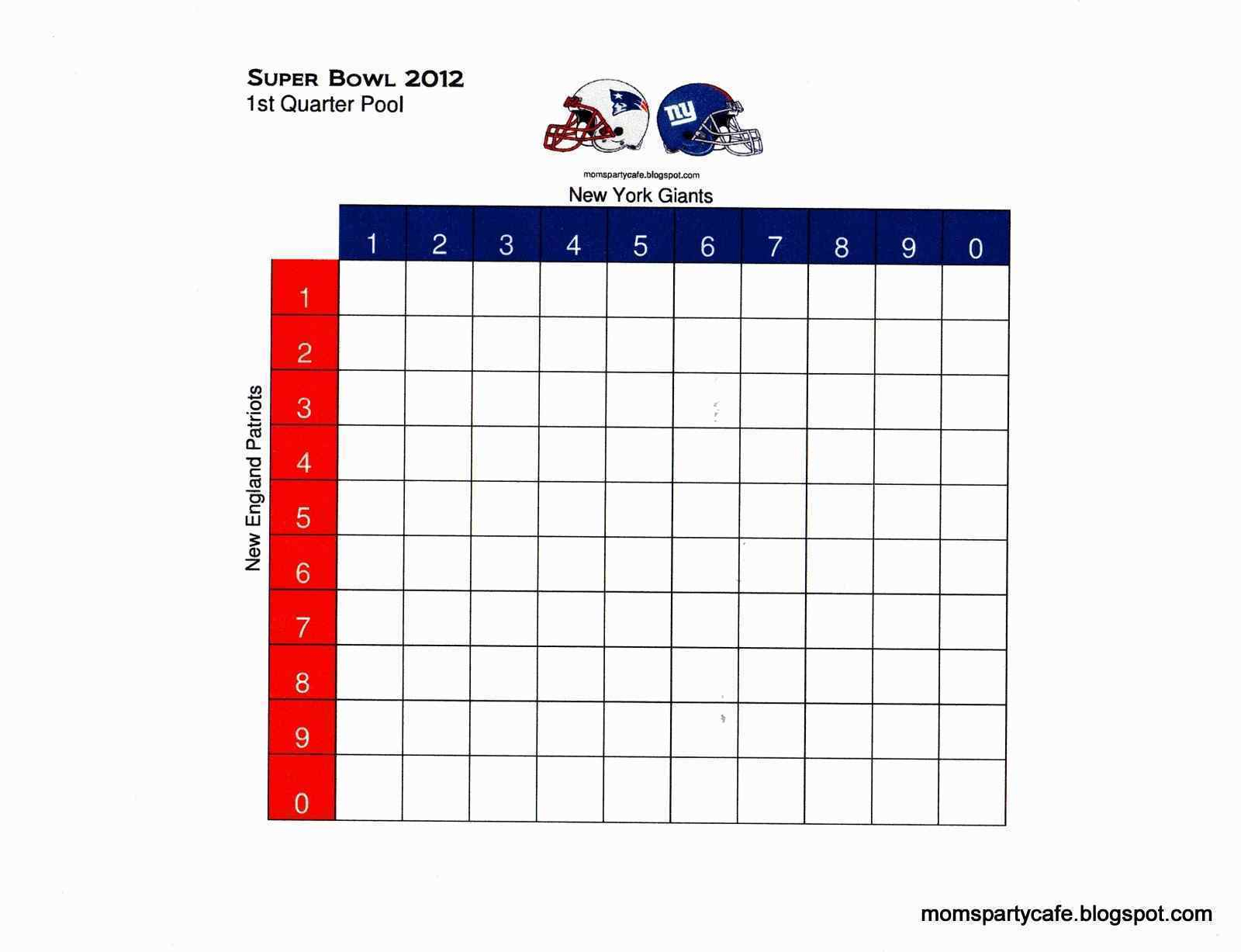 Football Squares Template Excel Luxury Superbowl Pool Charts With Super Bowl Spreadsheet
