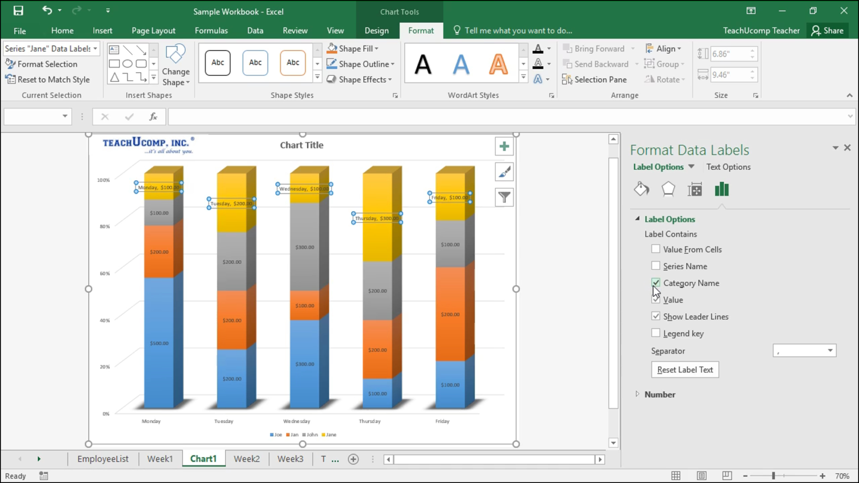 Format Data Labels In Excel  Instructions   Teachucomp, Inc. Throughout Sample Of Excel Spreadsheet With Data