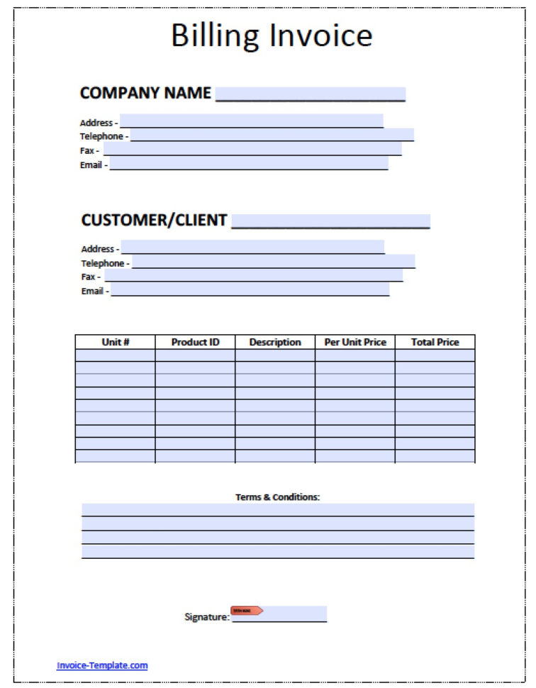 Free Billing Invoice Template | Excel | Pdf | Word (.doc) Inside Excel Spreadsheet Invoice Template