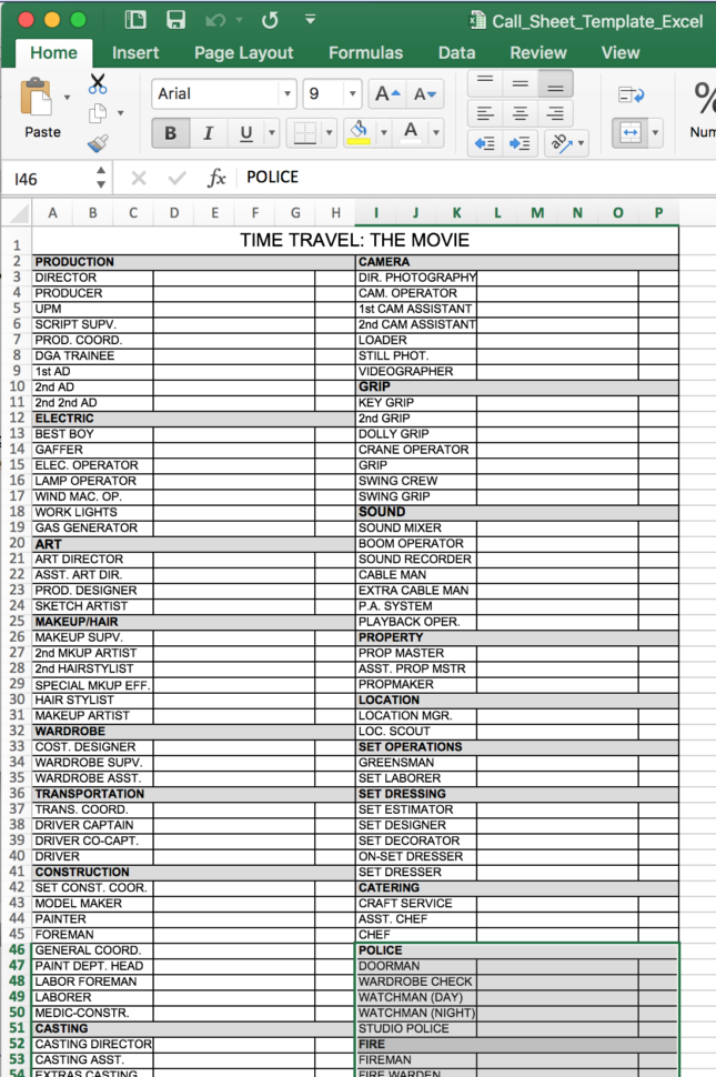 Free Call Sheet Template In Excel Within Excel Spreadsheets Templates