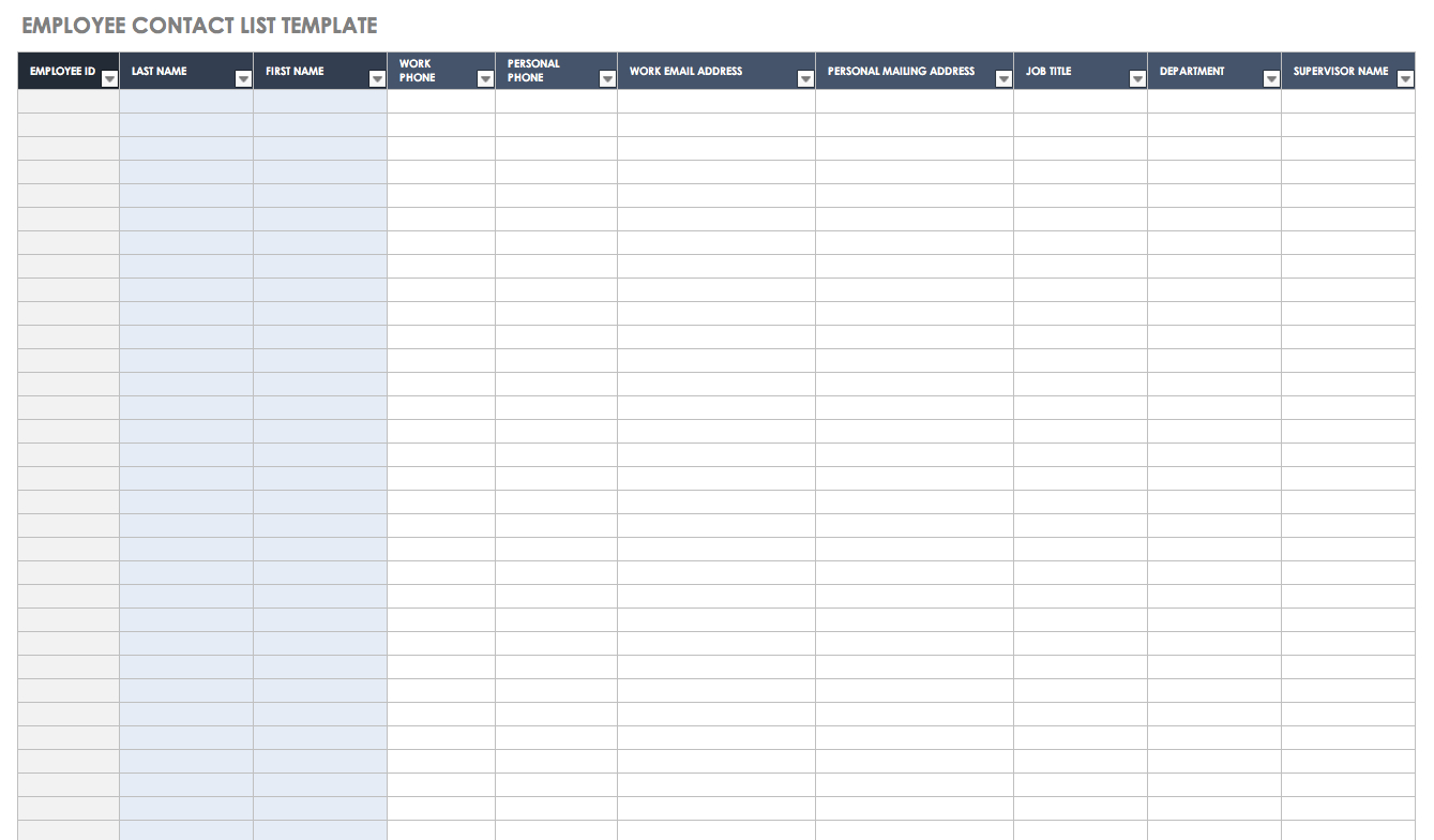Free Contact List Templates | Smartsheet Within Excel Contact Database Template