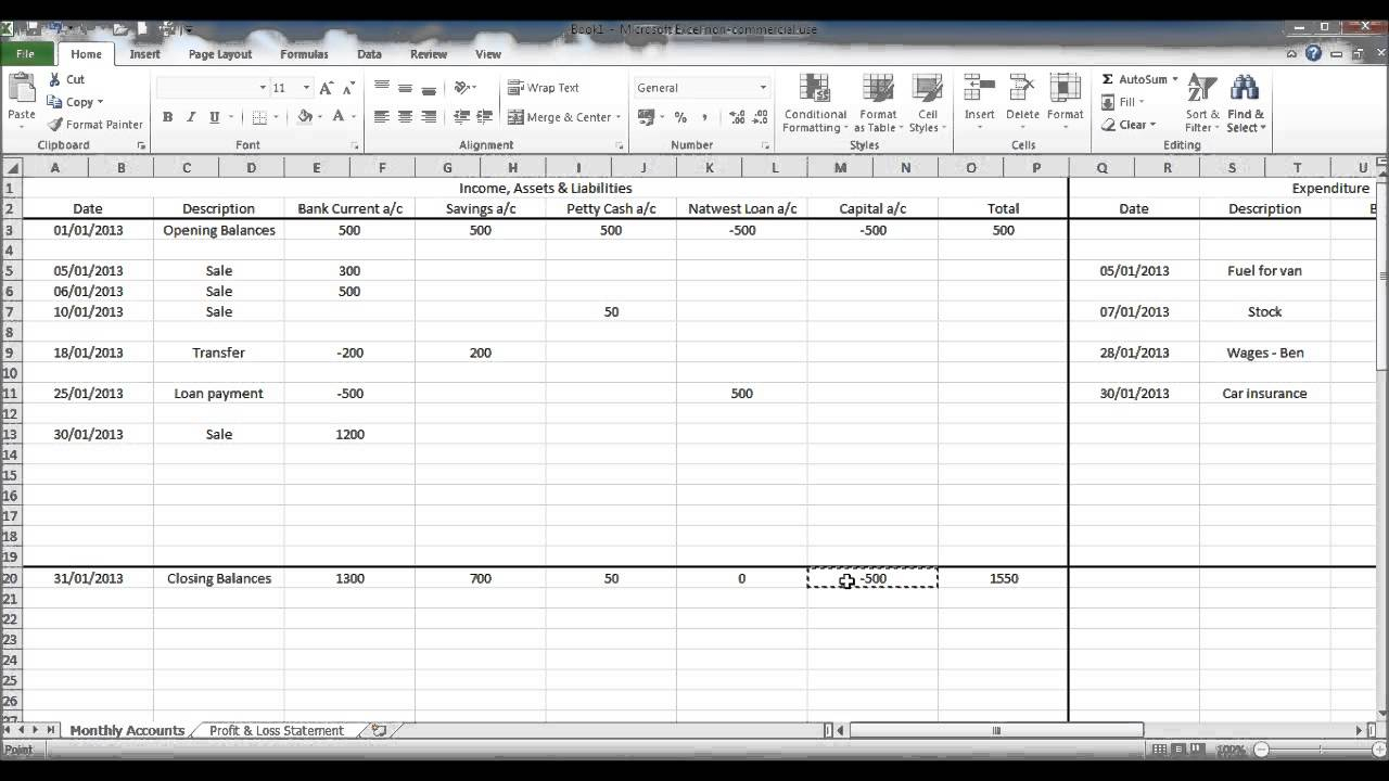 Free Double Entry Accounting Spreadsheet Example | Papillon-Northwan