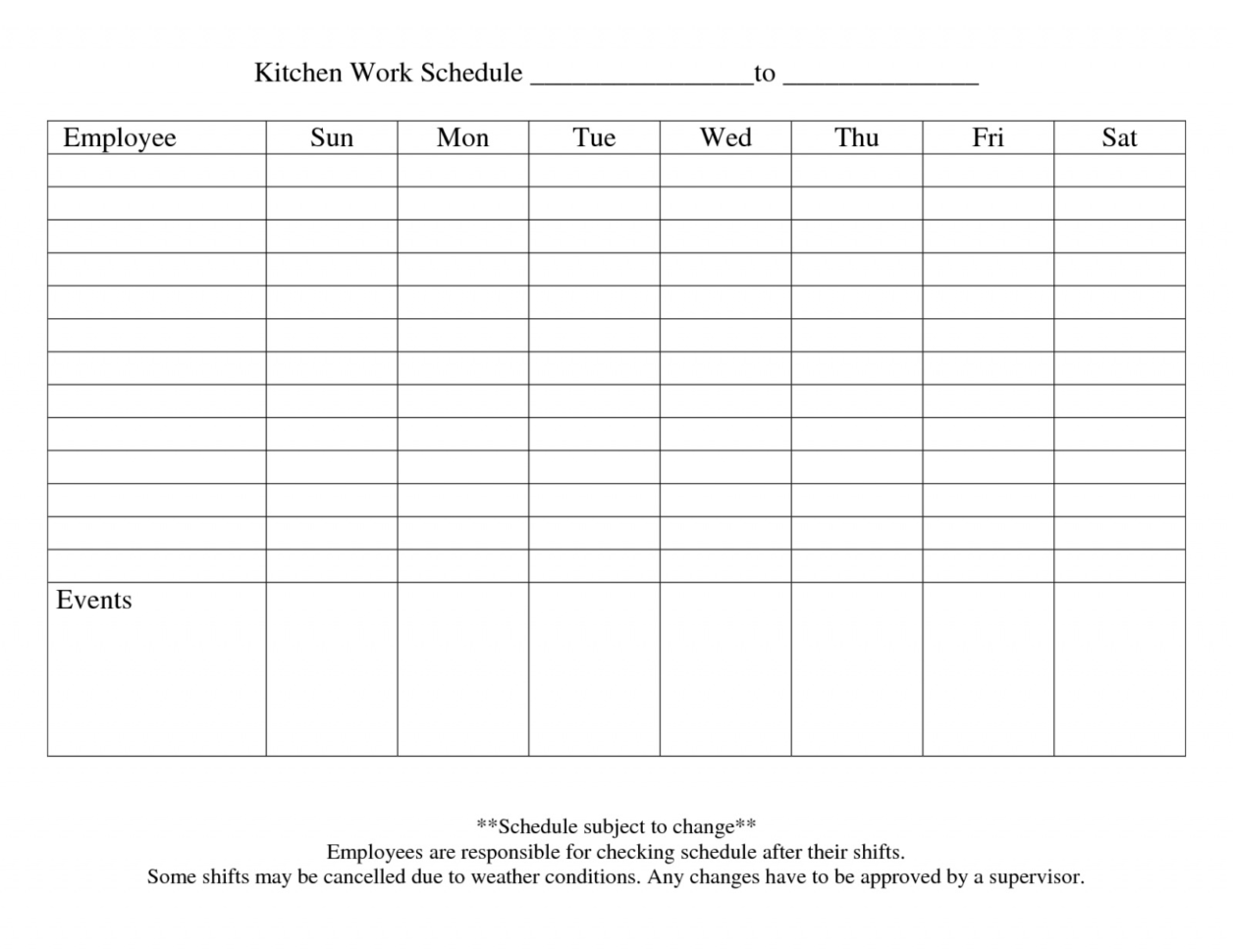 Free Download 13 Blank Weekly Work Schedule Template Free Daily With Employee Weekly Schedule Template Free