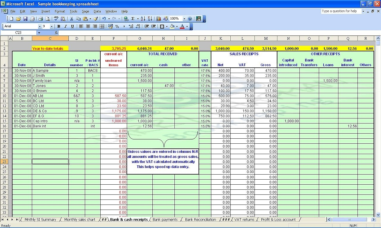 Spreadsheet For Small Business Bookkeeping