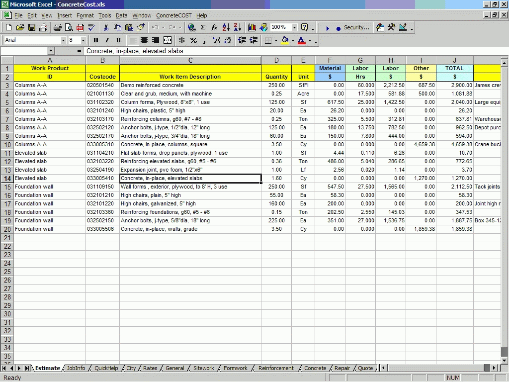 Free Excel Spreadsheet For Construction Estimating | Greenpointer To Construction Estimating Spreadsheets Freeware