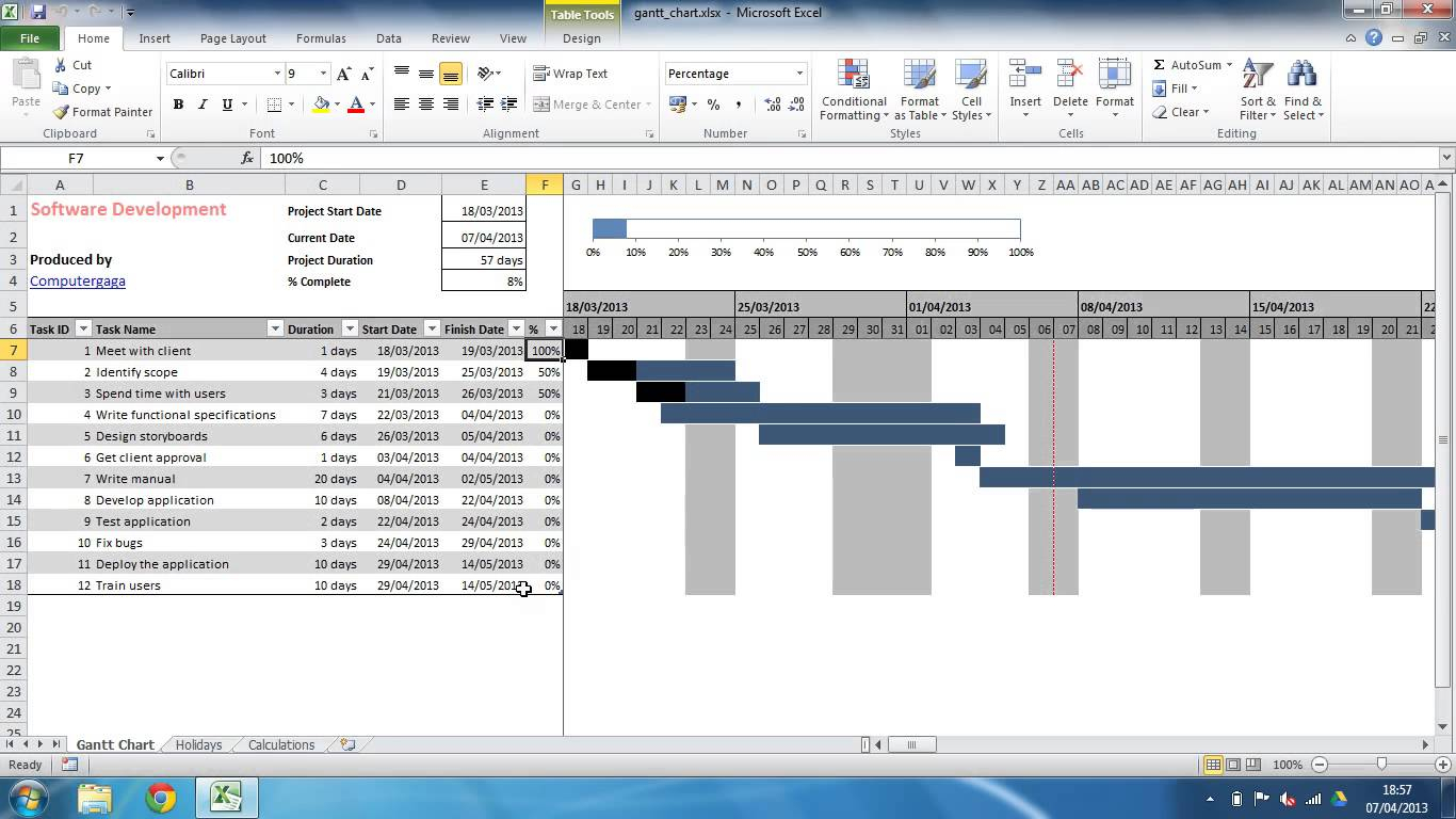 Free Gantt Chart Template Excel 2013 Excel Spreadsheet Gantt Chart to Excel Free Gantt Chart Template Xls