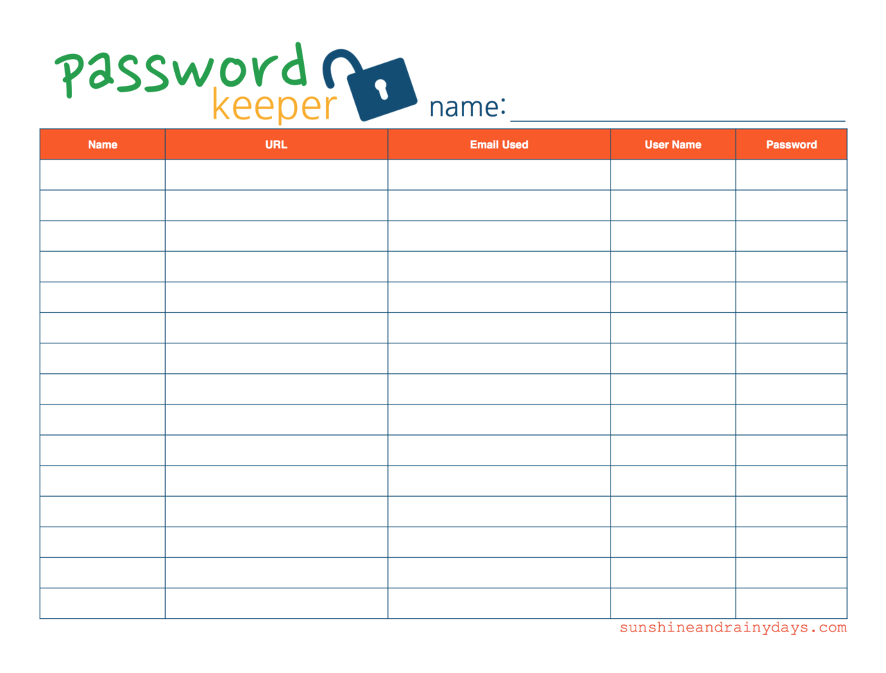 Free Printable Password Organizer   Durun.ugrasgrup For Free Printable Password Keeper