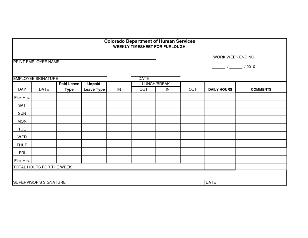 Free Printable Time Sheets Forms Furlough Weekly Time Sheet With Intended For Time Spreadsheet Template