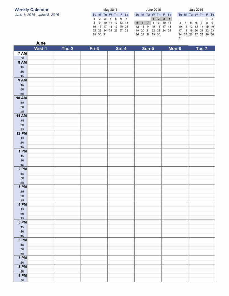 Free Printable Weekly Calendar June 2016 Weekly Calendar Blank For Blank Worksheet Templates