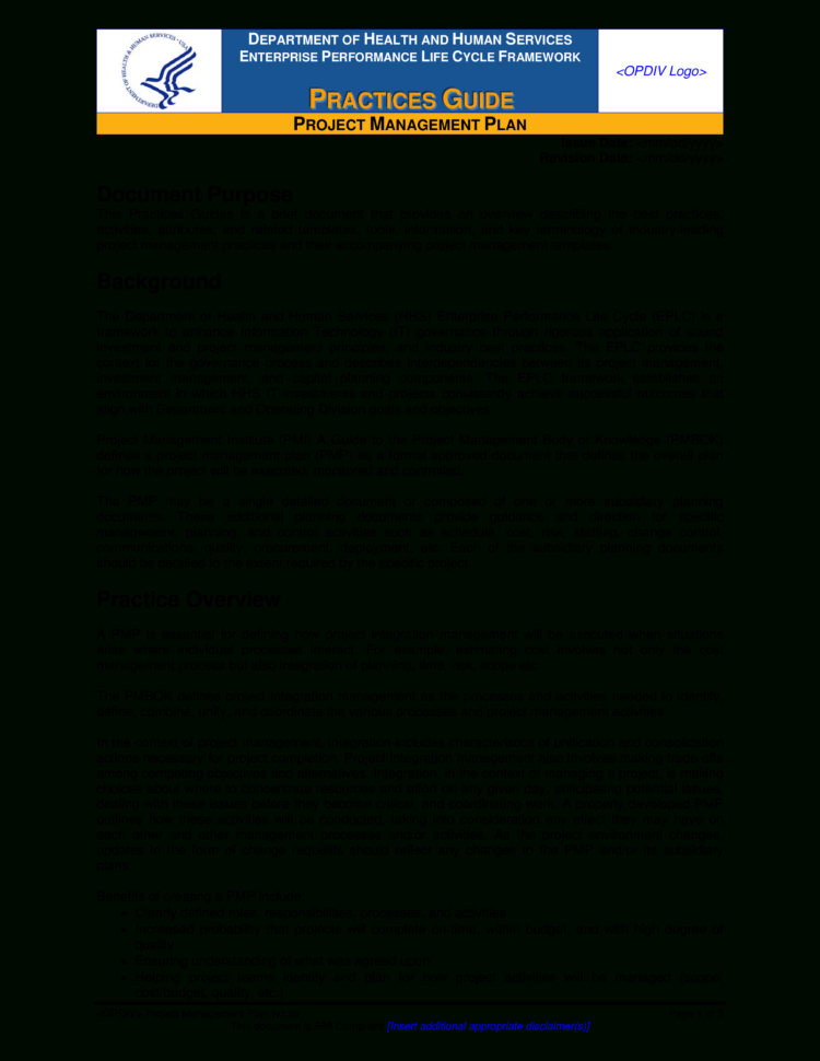 Free Project Integration Management Plan | Templates At With Project Management Plan Templates