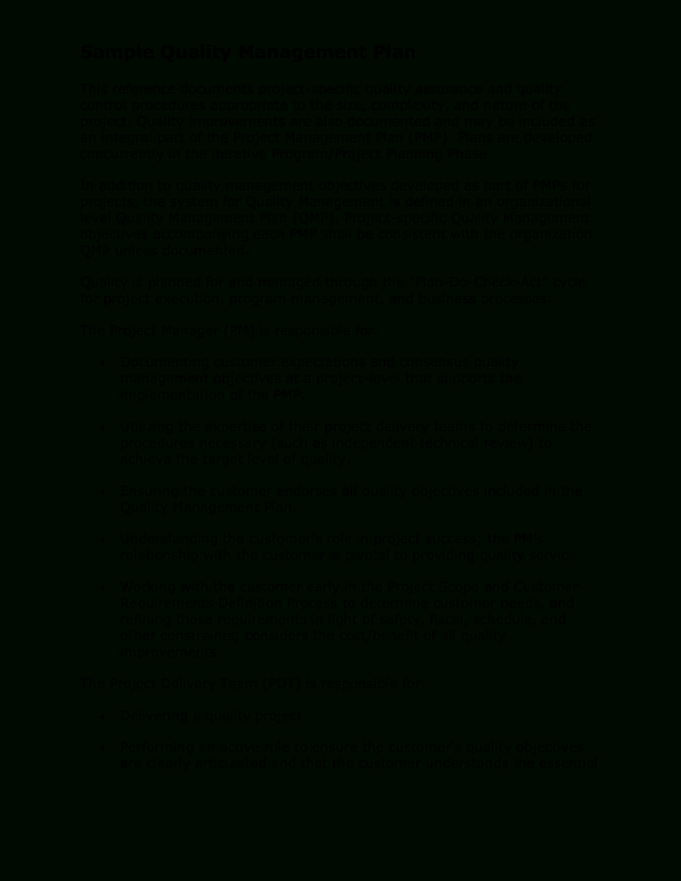 Free Project Quality Management Plan | Templates At Inside Project Management Plan Template Free