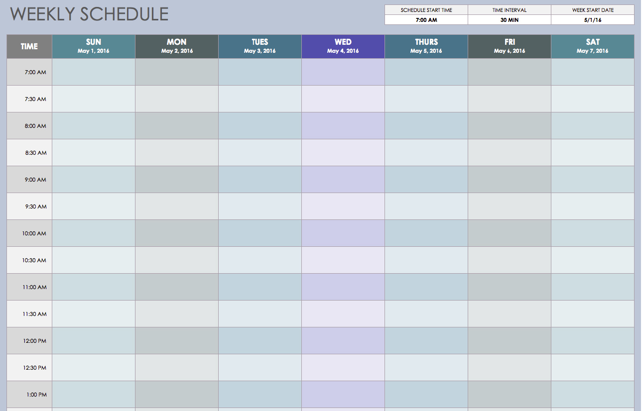 Free Weekly Schedule Templates For Excel - Smartsheet In Employee Weekly Schedule Template Excel