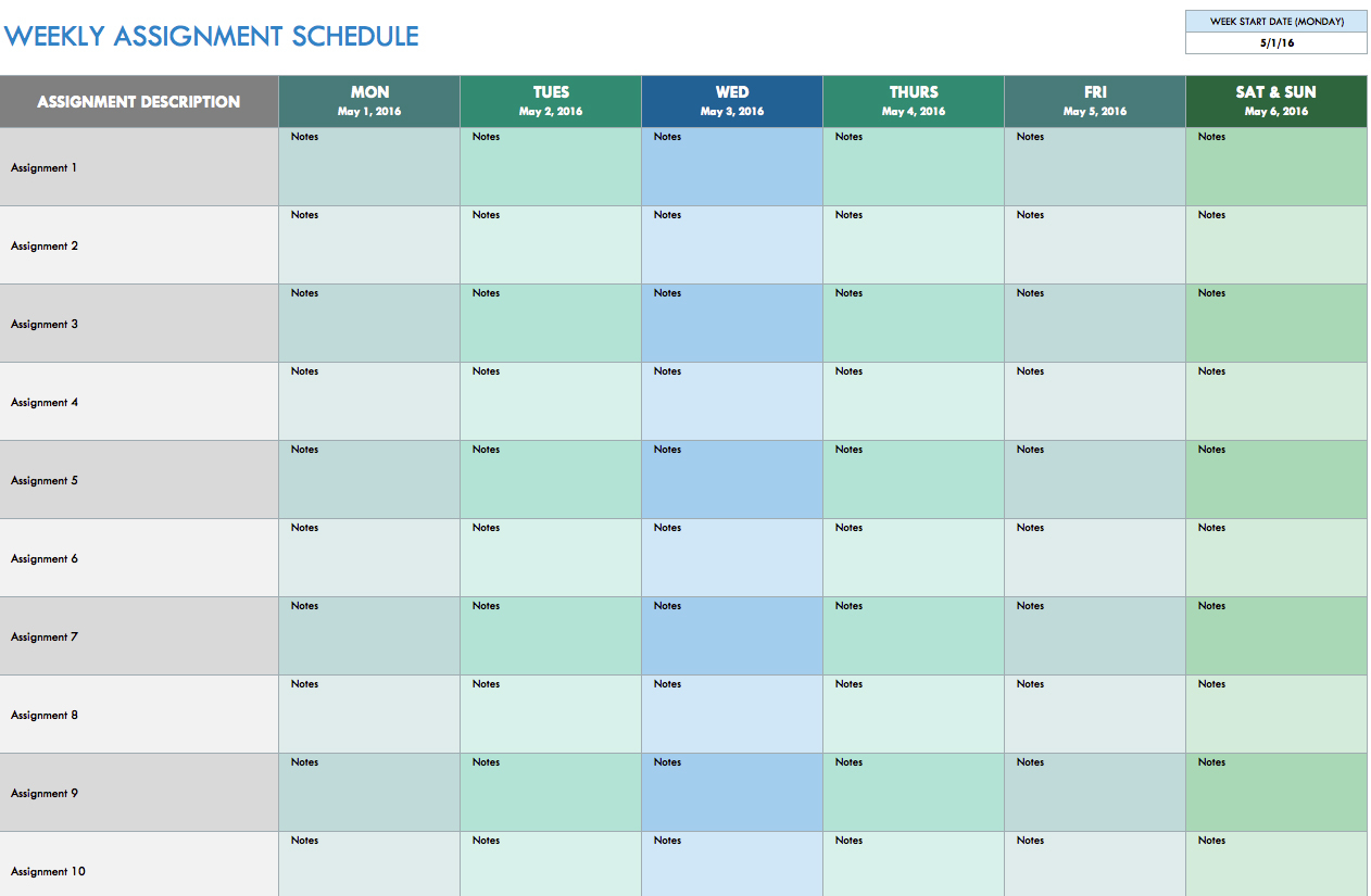 Free Weekly Schedule Templates For Excel - Smartsheet With Excel Spreadsheet Template Scheduling
