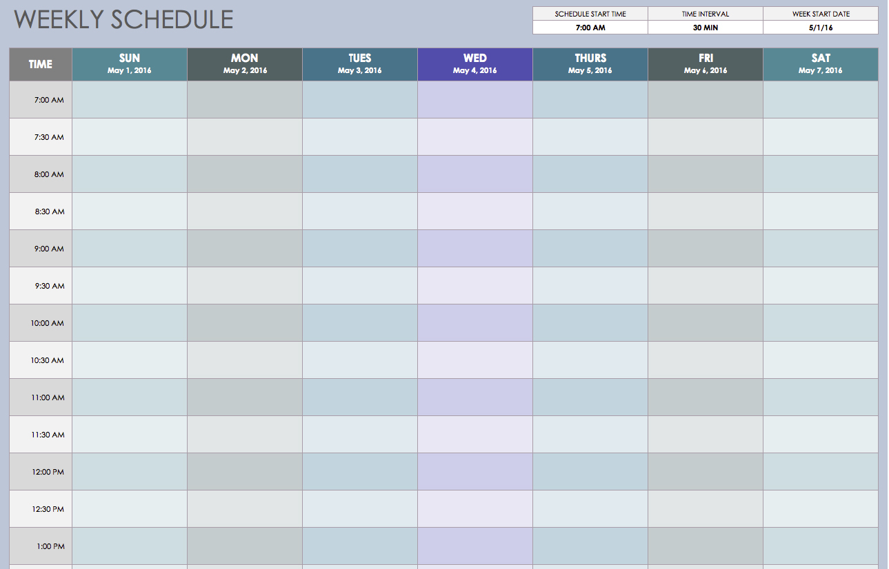 Free Weekly Schedule Templates For Excel - Smartsheet With Weekly Employee Shift Schedule Template Excel