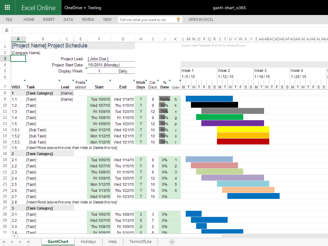 Gantt Chart Template Pro For Excel And Gantt Chart Template Numbers