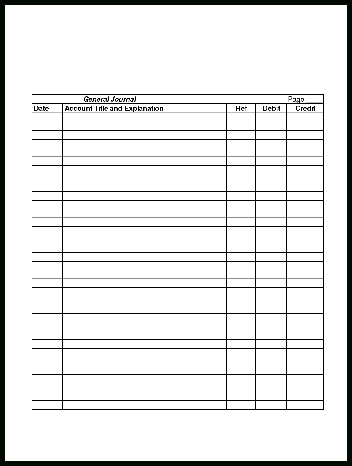 Free Journal Entry Template Excel