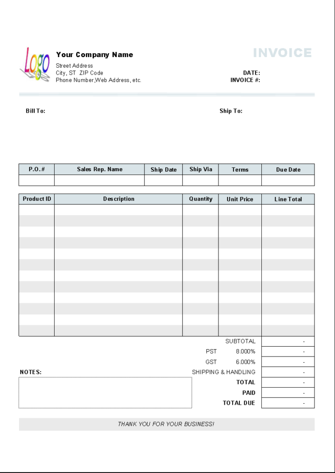 General Sales Invoice Template   Uniform Invoice Software Throughout Business Invoice Program Sample