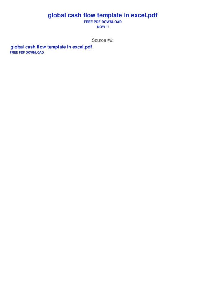 Global Cash Flow Template In Excel Pages 1   2   Text Version Within Excel Cash Flow Template