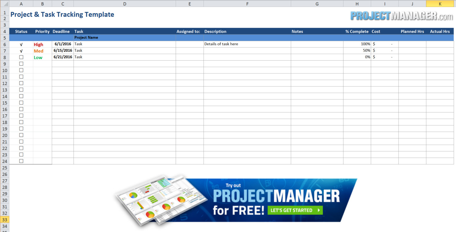 Guide To Excel Project Management - Projectmanager And Sample Project Tracking Spreadsheet