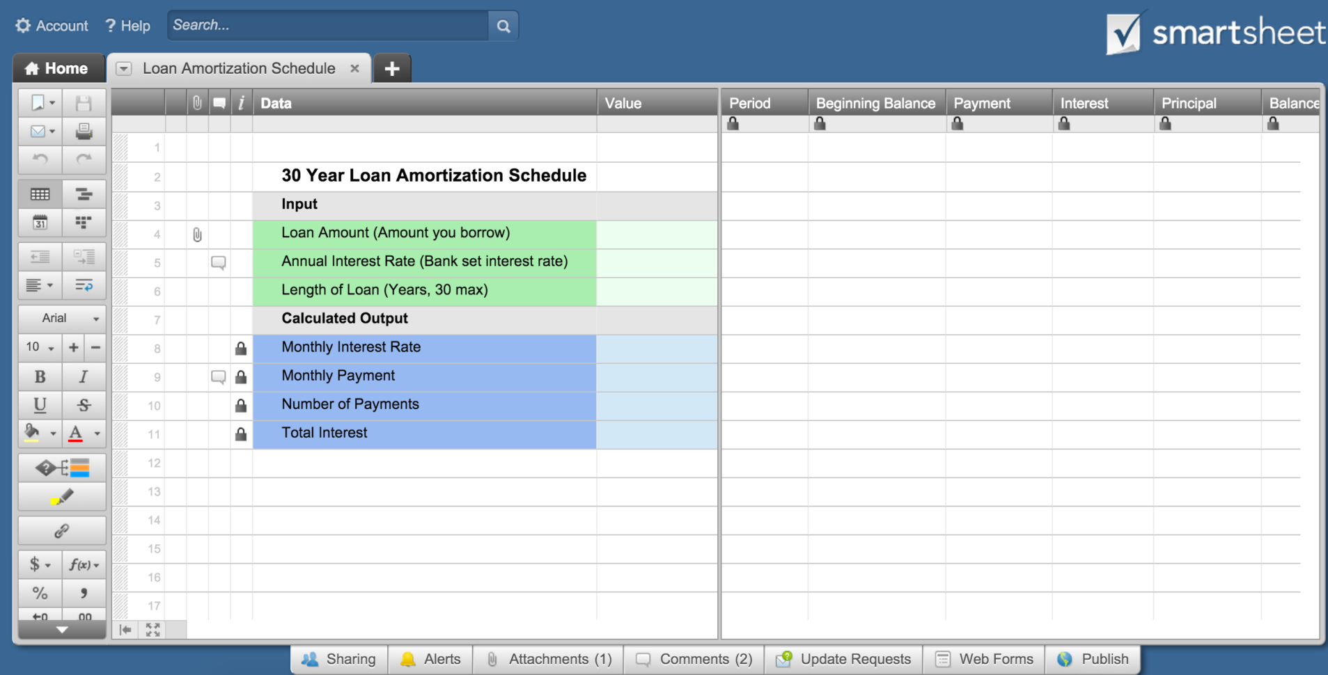 How To Create An Amortization Schedule | Smartsheet Throughout Loan Amortization Spreadsheet