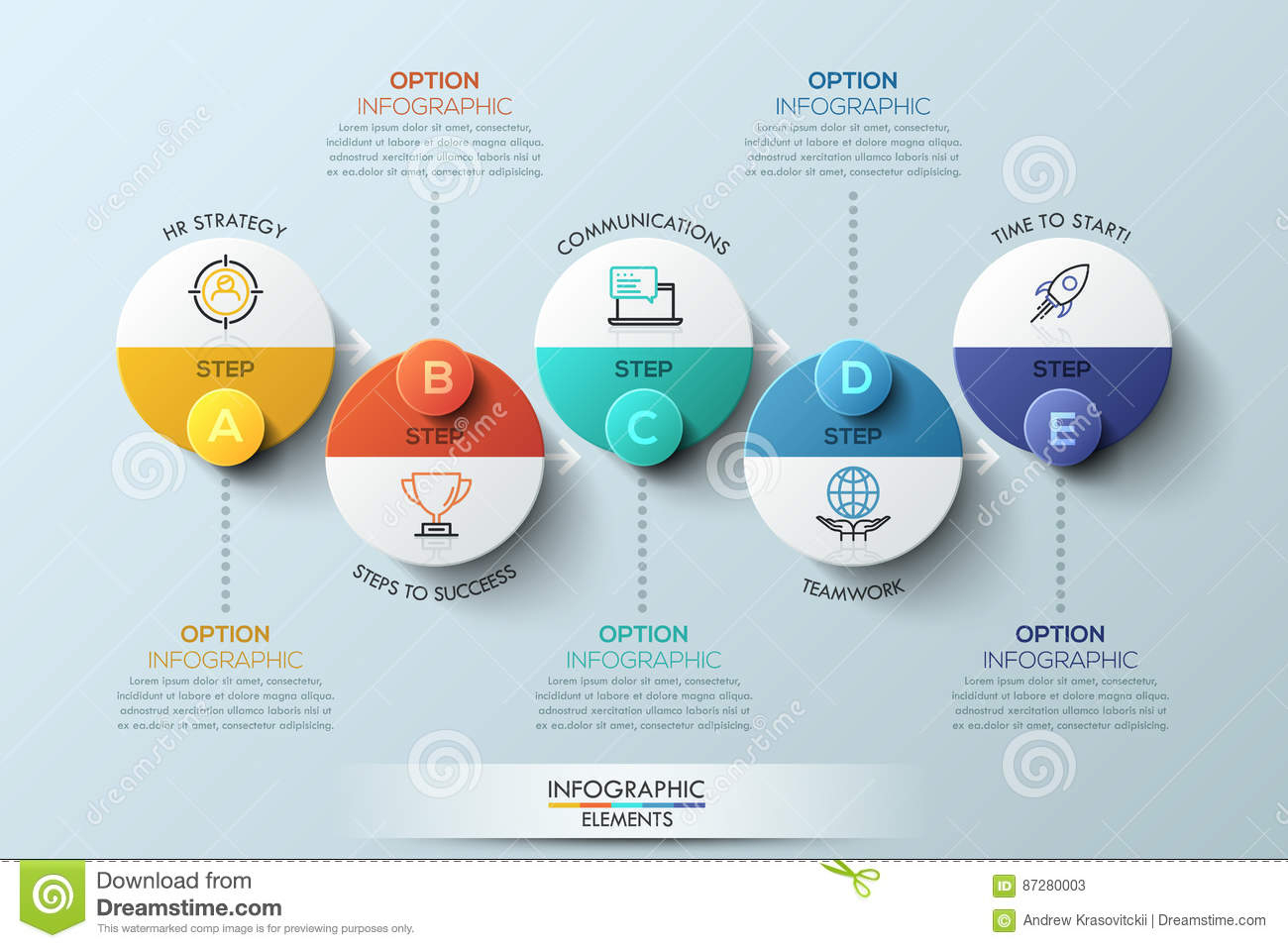 Infographic Design Template With Circular Elements, 5 Steps To with Project Management Design Templates