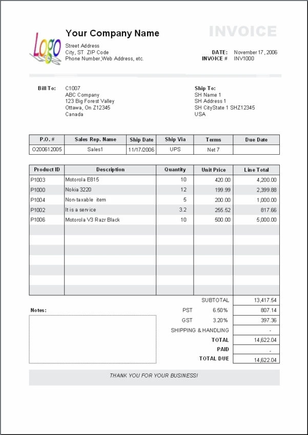 Bookkeeping Invoice Template —