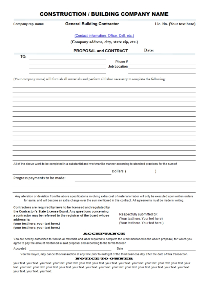 Invoice Quote Template | Free Invoice Template Within Construction With Construction Estimate Forms Download