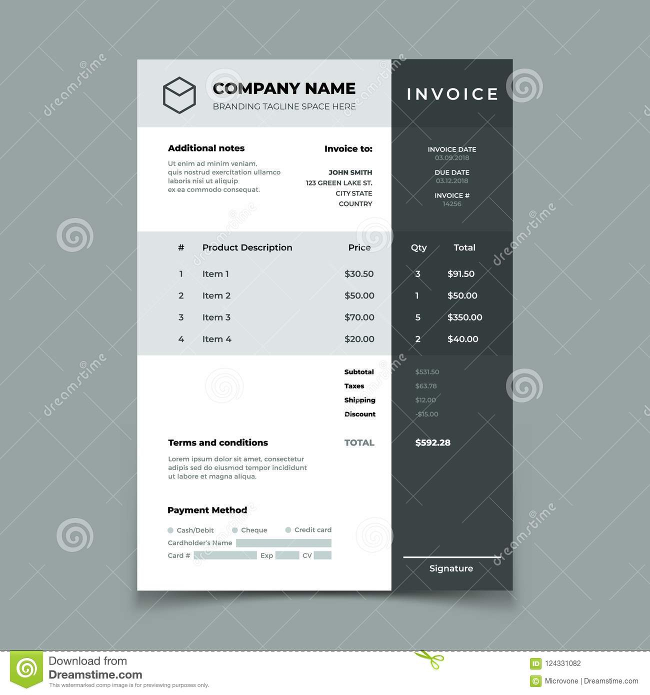 Invoice Template. Bill With Price Table. Paper Order Bookkeeping inside Bookkeeping Invoice Template