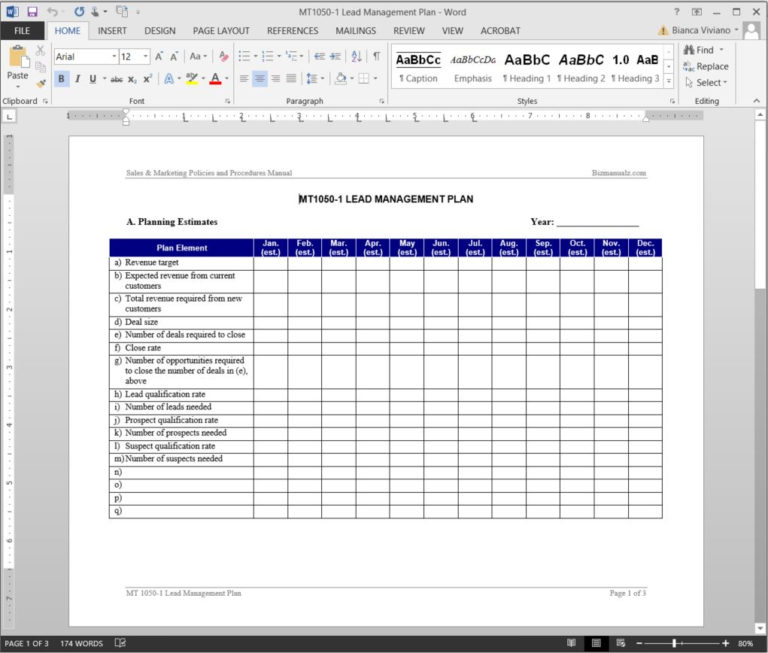 Sales Lead Template Forms — Db 8437