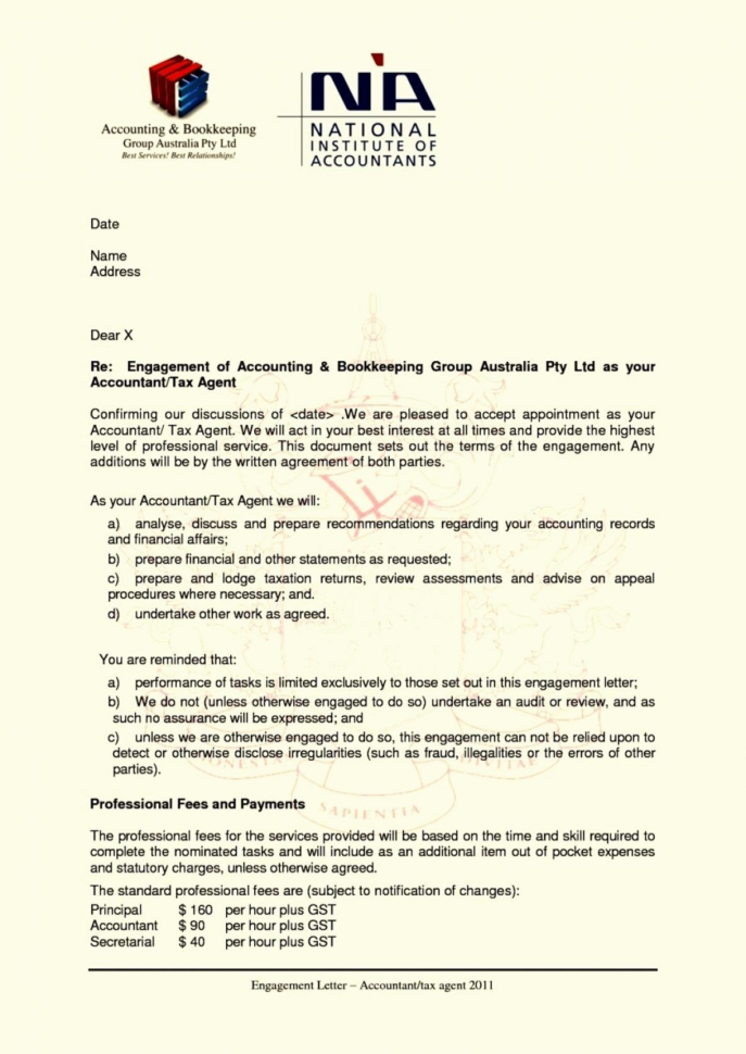 Letter Of Engagement Template Australia New Sample Engagement Letter With Letter Of Engagement Bookkeeping Template Australia