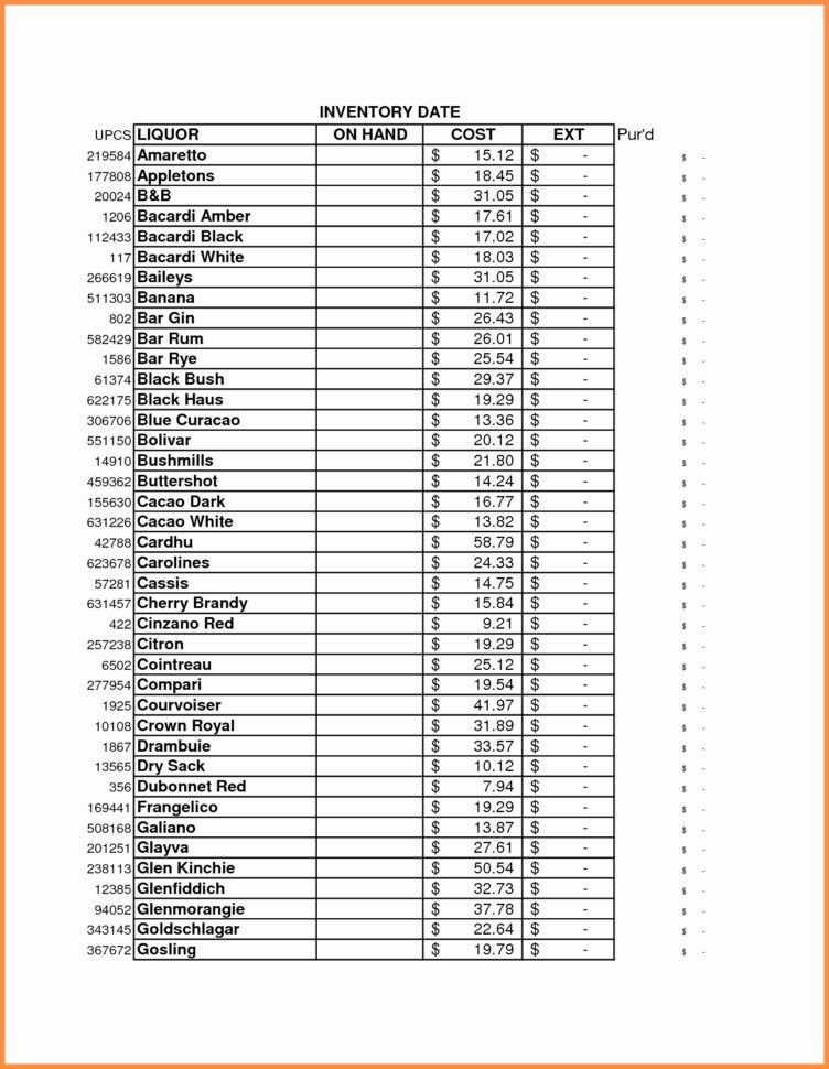 Liquor Store Inventory Spreadsheet Fresh 50 New Sample Bar Inventory In Sample Bar Inventory Spreadsheet