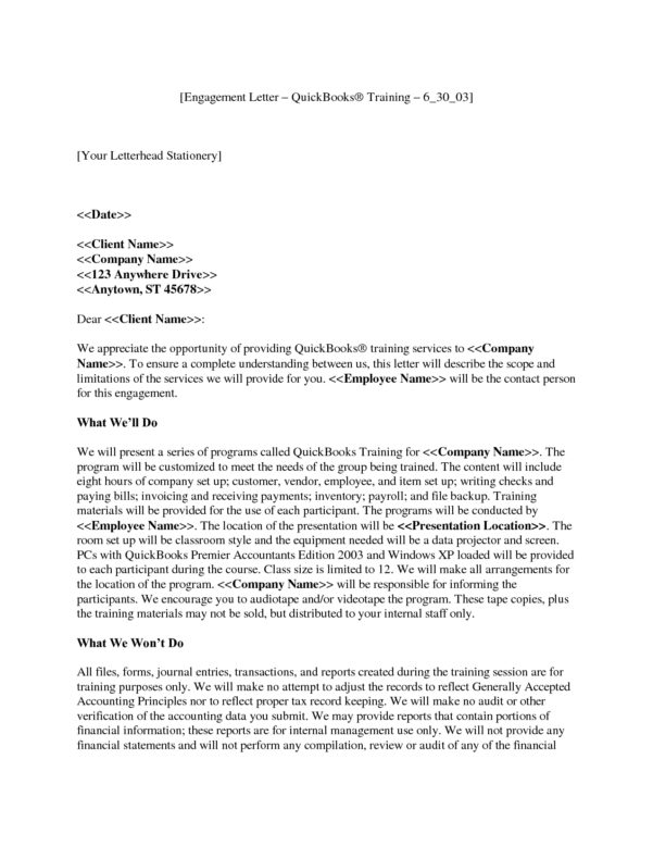 Aicpa Engagement Letter Example