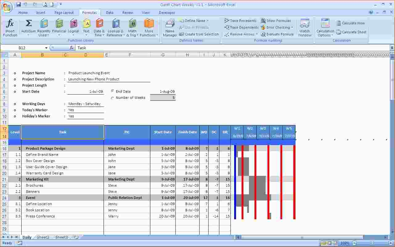 Marketing Gantt Chart Template Excel Download | Wilkinsonplace within Gantt Chart Template For Excel