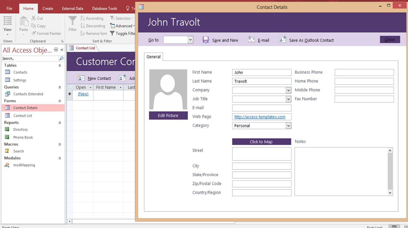 project management database template in microsoft access