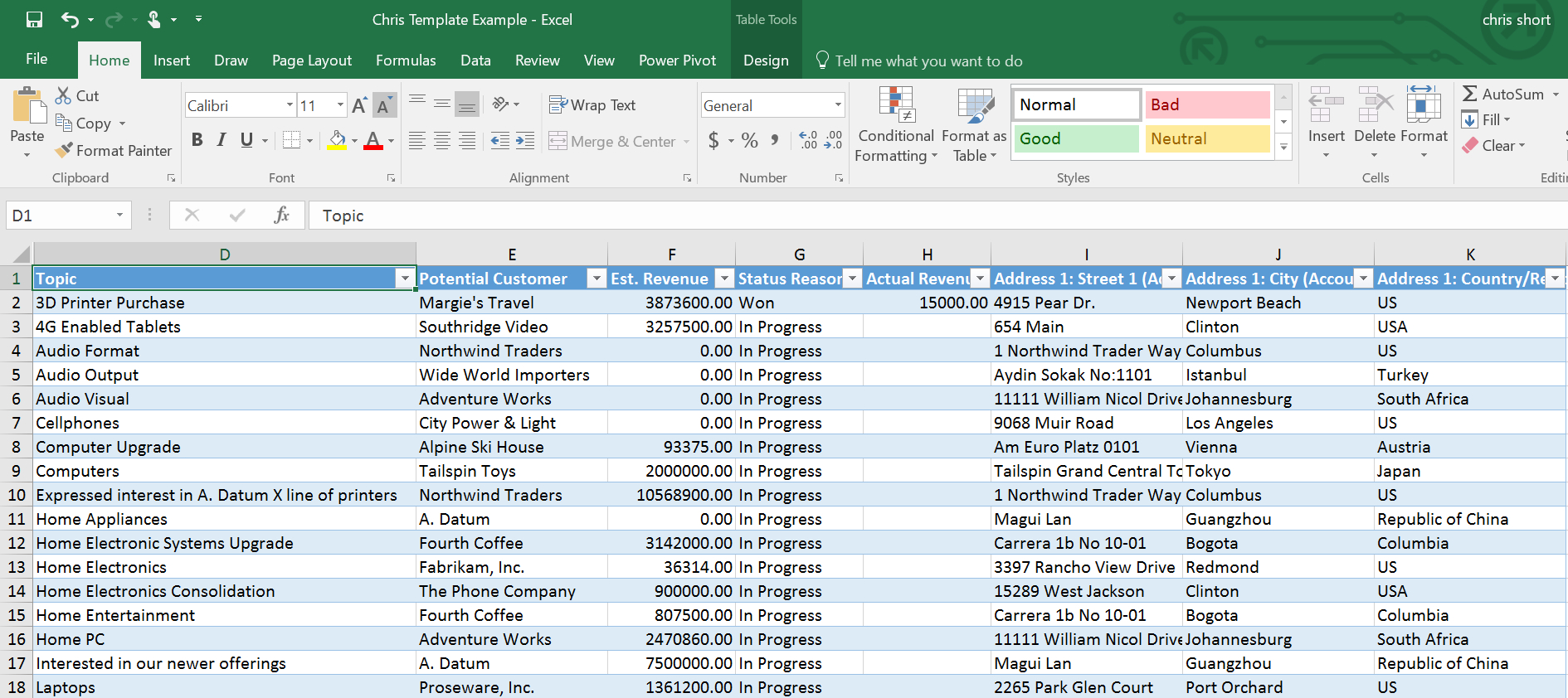 Excel Crm Template Format —