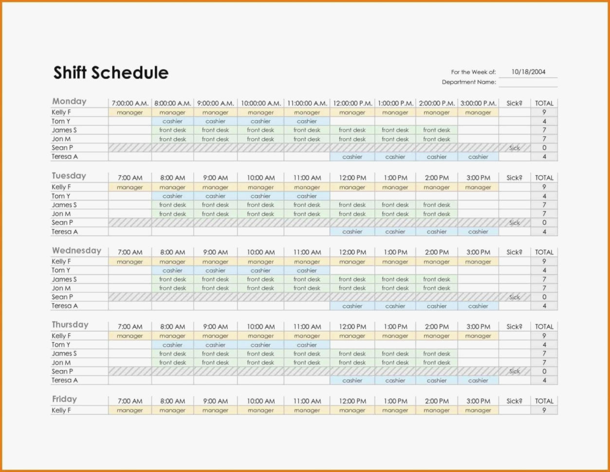 Monthly Employee Work Schedule Template Weekly Templates Excel In Monthly Employee Shift Schedule Template