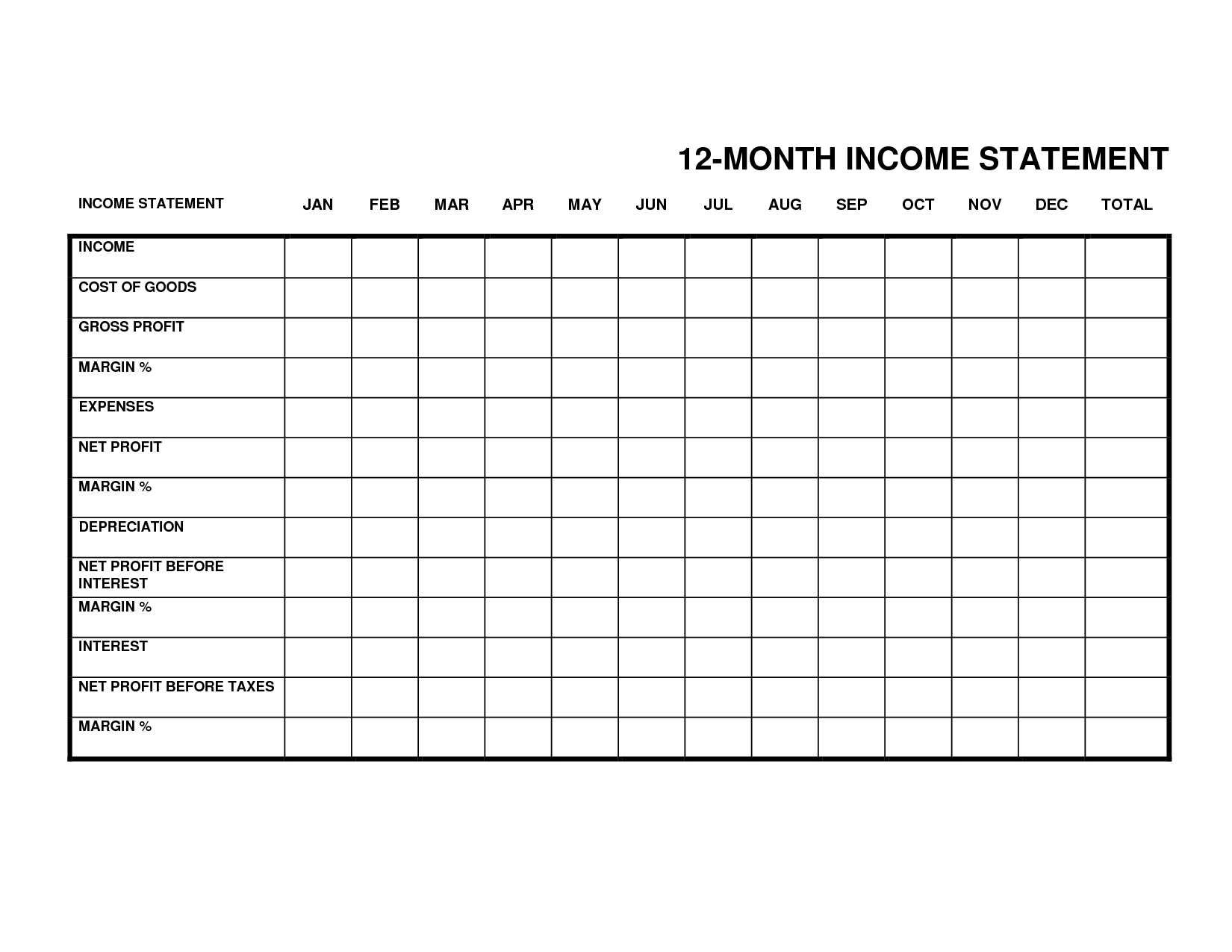 Excel Monthly Income Statement Template
