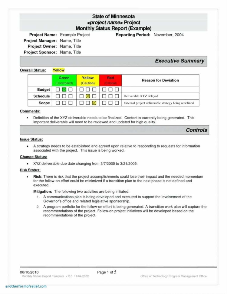 Monthly Status Report Template Project Management Unique Certificate Throughout Project Management Reporting Templates For Status
