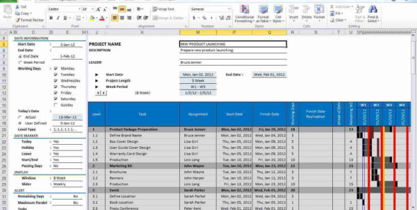 Microsoft Office Gantt Chart Template Free 1 Example of Spreadshee ...