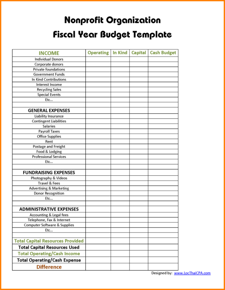income and expense basic free template for non profit