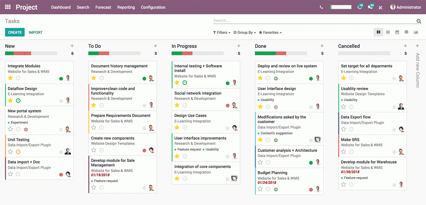 Odoo | Open Source Project Management for Project Management Design Templates