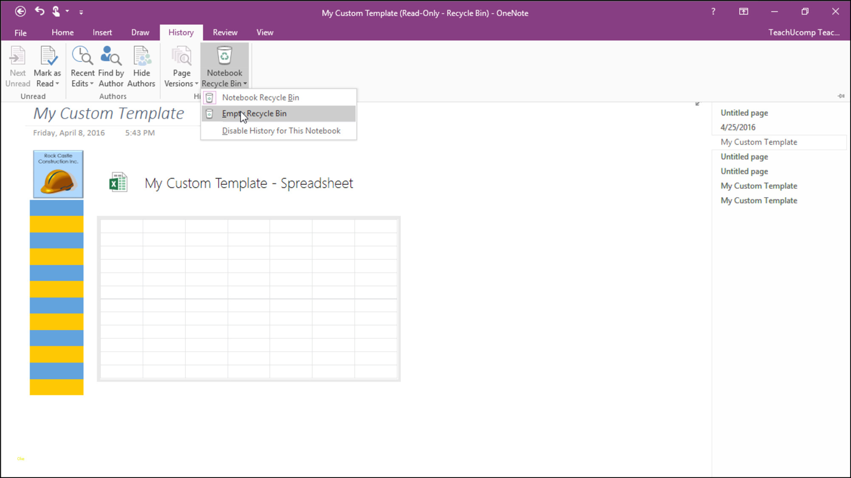 onenote project plan template