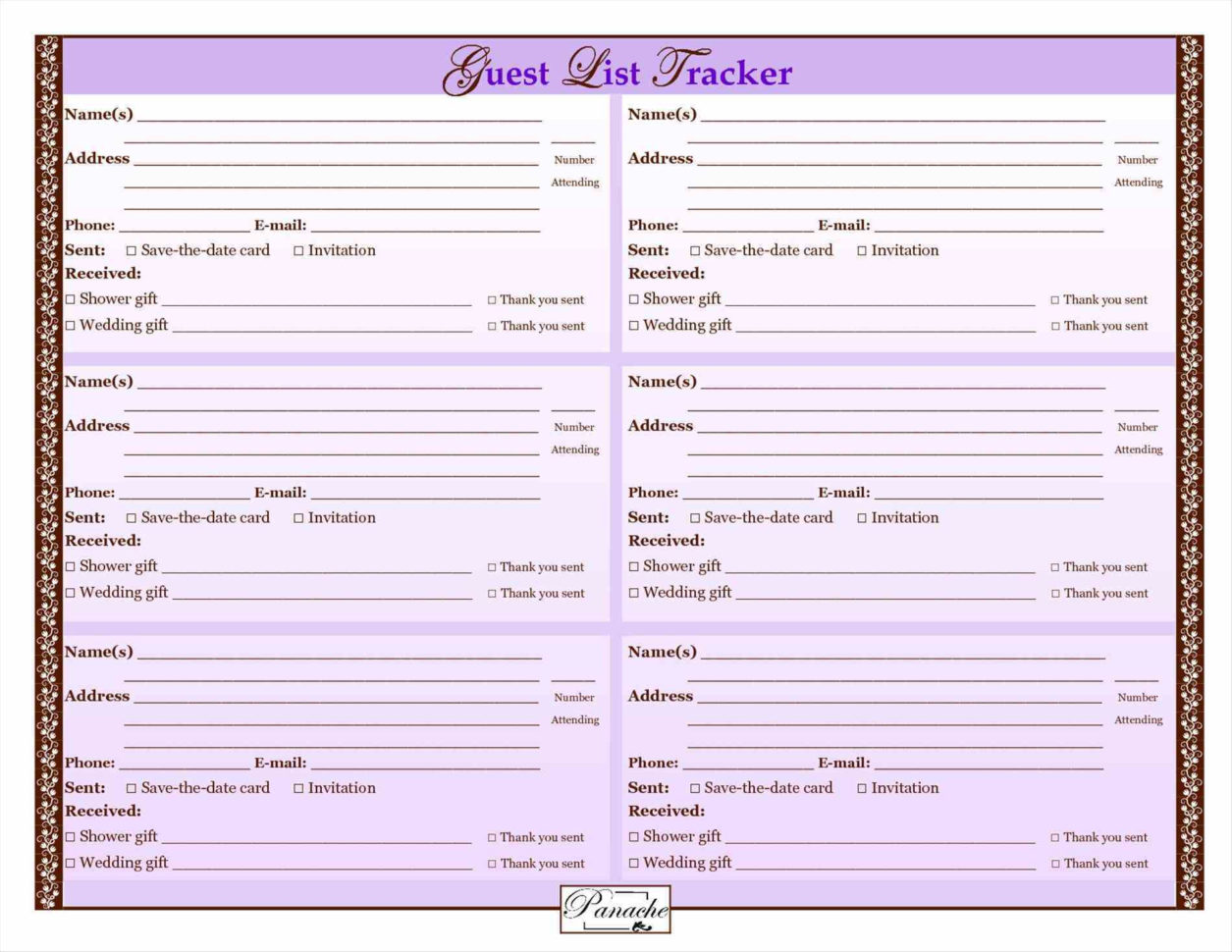 Party List Templates   Zoro.9Terrains.co For Wedding Guest List Spreadsheet Template