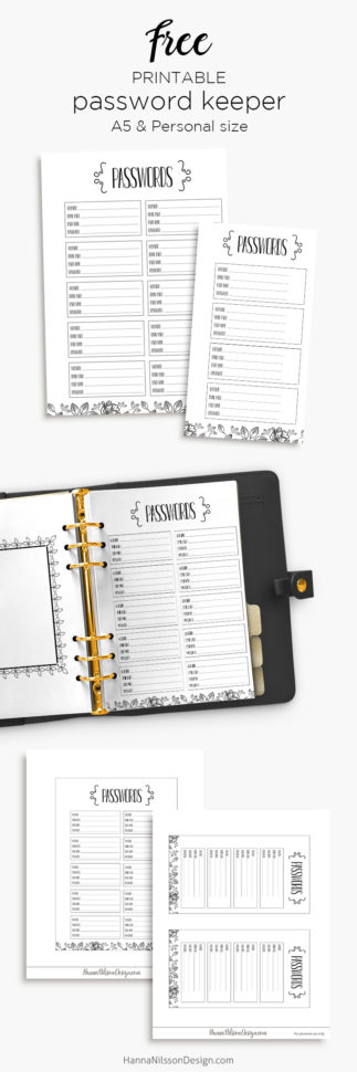 Password Keeper | Free Planner Printable – Hanna Nilsson Design With Free Printable Password Keeper
