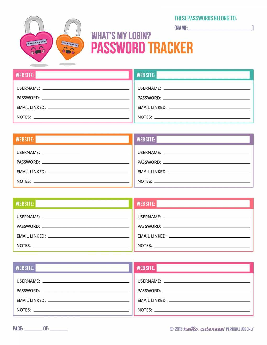 Password Organizer Template Free Password Keeper Template Printable