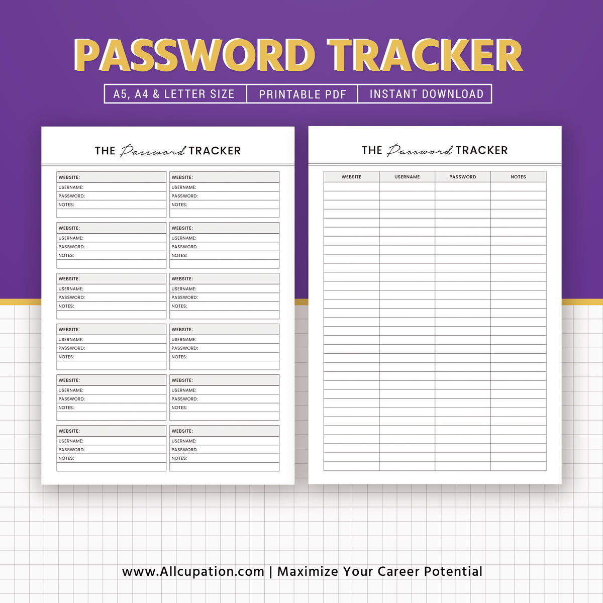 Password Tracker Printable, Password Keeper, Password Log, A5 to Free ...
