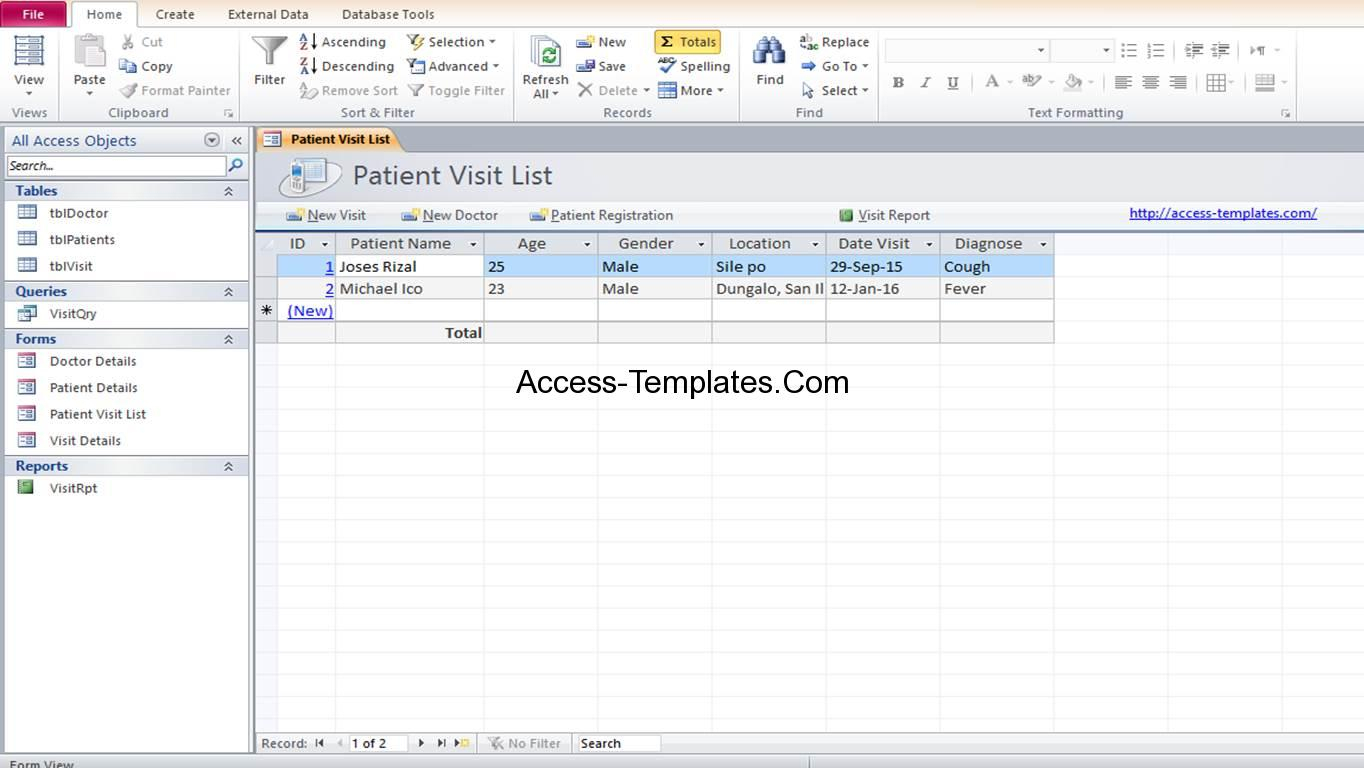 Patient Database Excel Template | Access Database And Templates With Excel Database Template Download